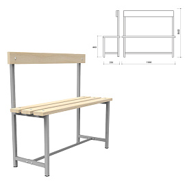 Скамья СТ-2 со спинкой сосна (дерево, металл 1000x395x860 мм)
